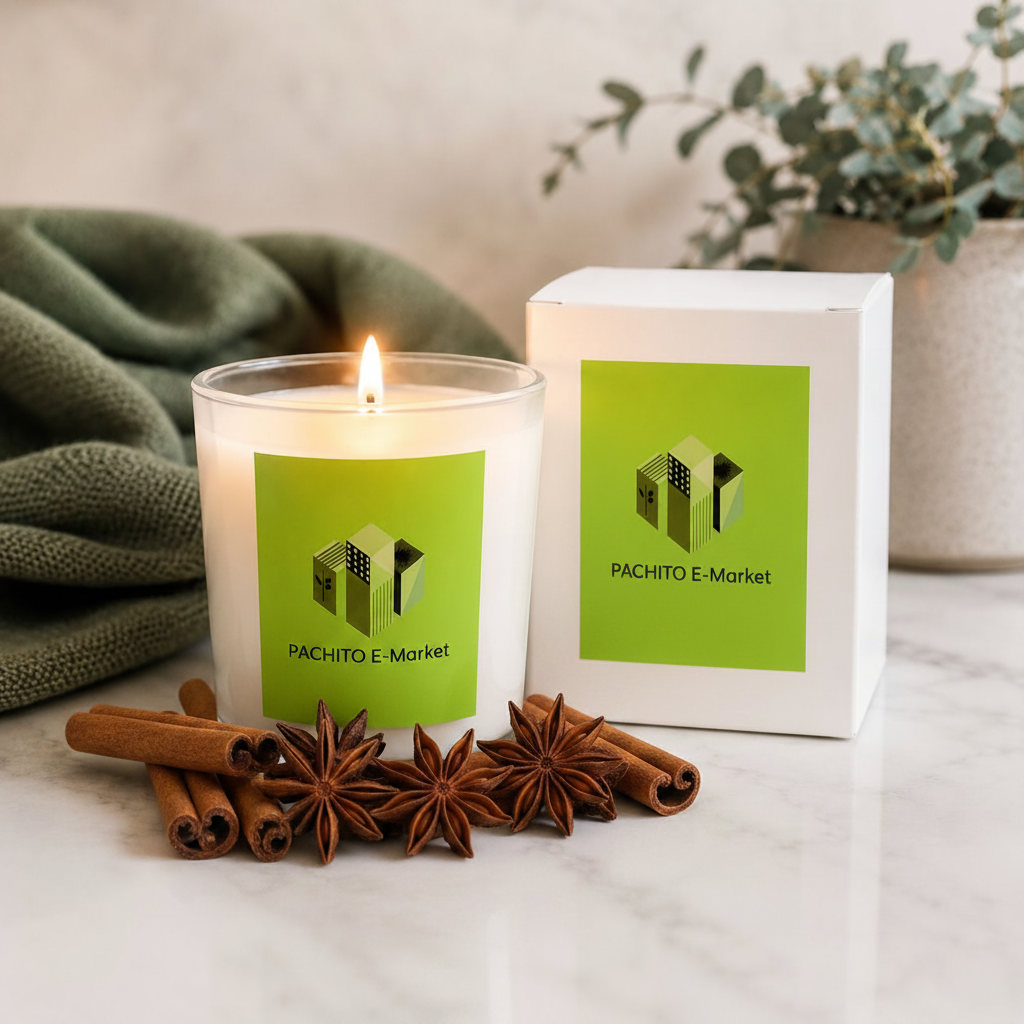 Glass Jar Candle - Vanilla Scent with cinnamon sticks and star anise