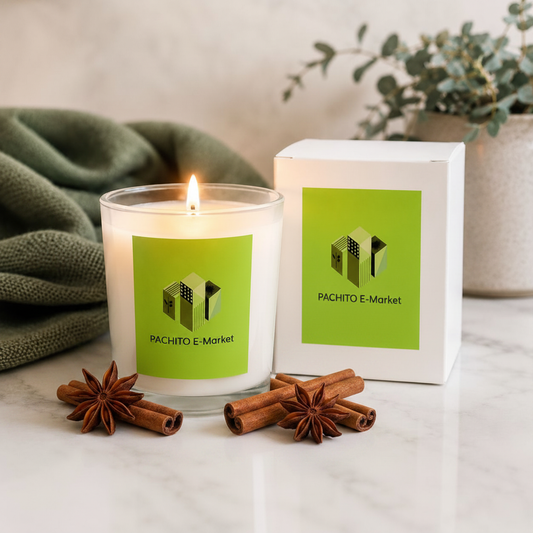 Glass Jar Candle - Vanilla Scent with cinnamon sticks decoration